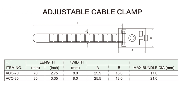 ADJUSTABLE CABLE CLAMP规格
