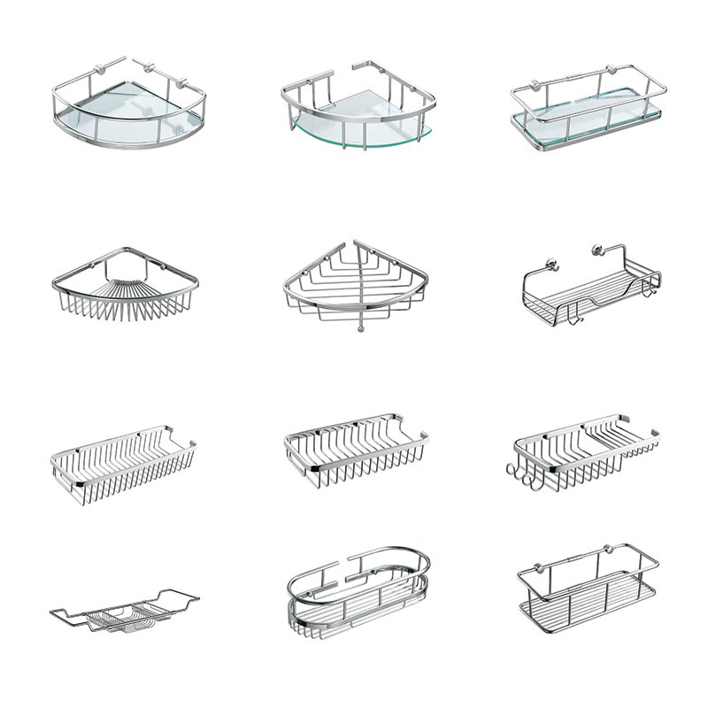 Corner Chrome Plate Durable Double-Deck Brass Bathroom Soap Basket