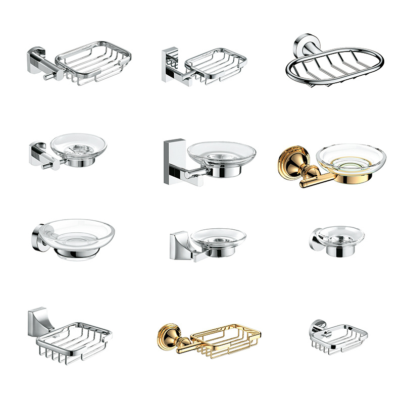 Square Shape Chrome Plate Wall Mounted Brass Holder Soap Dish