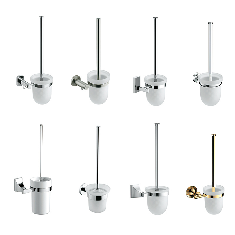 Chrome Plate Wall Mounted Holder Cleaning Stainless Steel Handle Toilet Brush